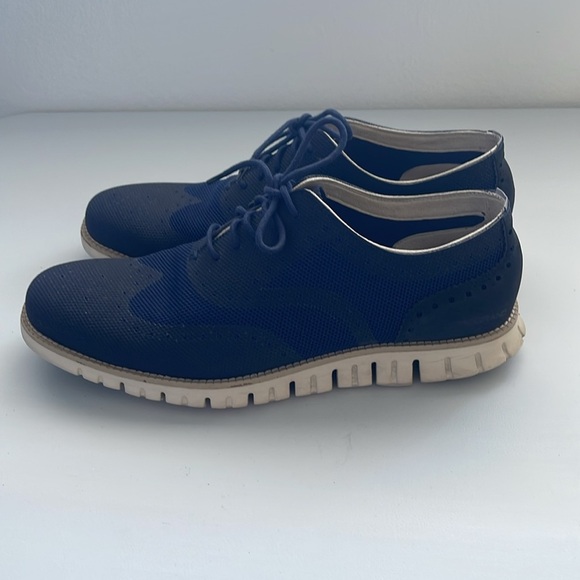Cole Haan ZeroGrand Stitchlite Sneaker Marine Blue Wingtip Oxford Shoe Size 10.5 - Picture 4 of 7